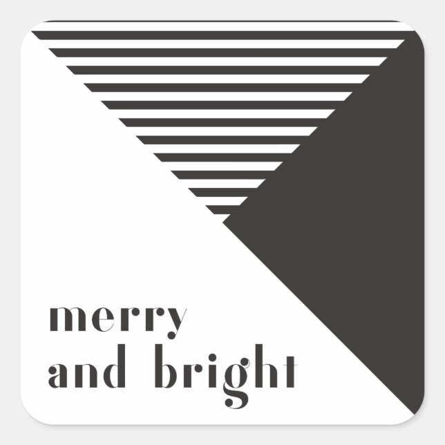 Sticker Carré Noël moderne géométrique noir et blanc (Devant)