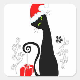 Sticker Carré Noël moderne Kitty