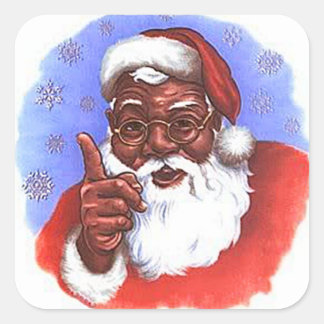 Sticker Carré Noël noir du Père Noël africain