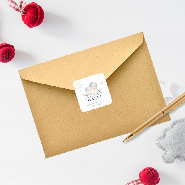 Sticker Carré Noël Père Noël Baby Boy Douche (Créateur téléchargé)