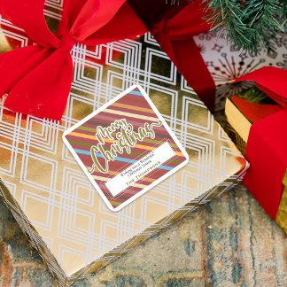Sticker Carré Noël personnalisé avec une typographie dorée éléga