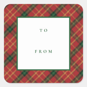 Sticker Carré Noël Plaid Classique À De Vacances Vierges