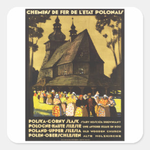 Sticker Carré Noël - Pologne - Vintage voyage