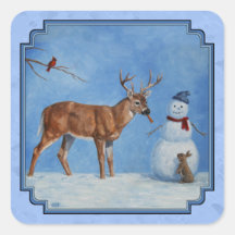 Noël Snowman Deer Cute Bunny Blue