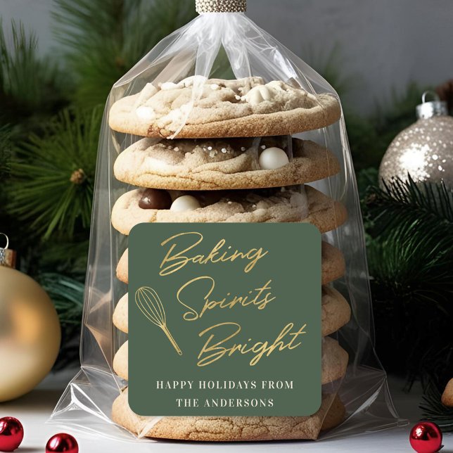 Sticker Carré Noël Vert foncé et or Gîtes de vacances Cadeau (Créateur téléchargé)