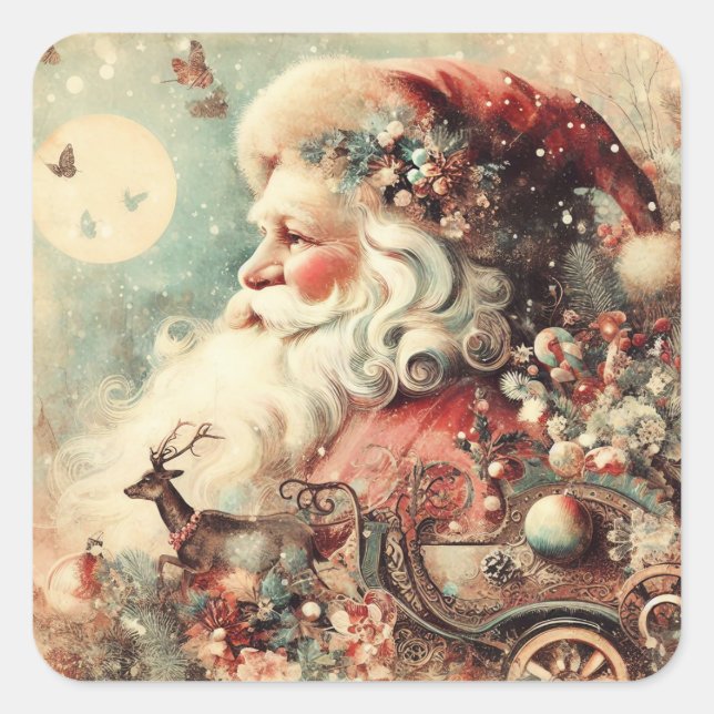 Sticker Carré Noël vintage (Devant)