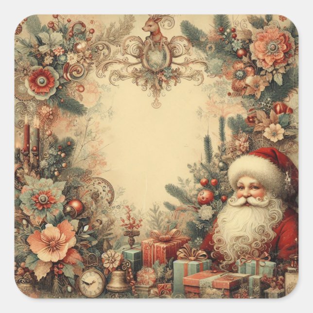 Sticker Carré Noël vintage (Devant)