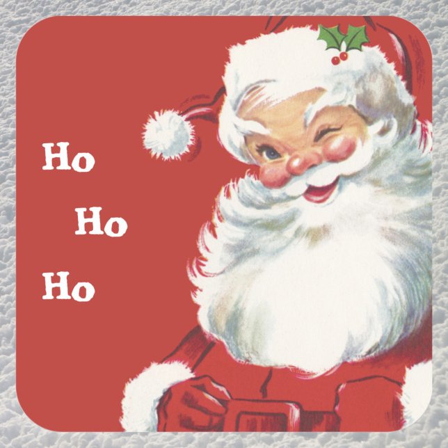 Sticker Carré Noël Vintage, Jolly Santa Claus en train de couler (Créateur téléchargé)