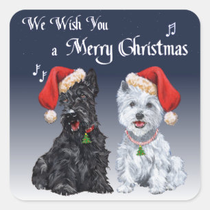 Sticker Carré Noëls de Scottie & Westie