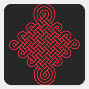 Sticker Carré Noeud chinois rouge chanceux