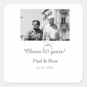 Sticker Carré Nœud gris félicite pour les 60 ans d'anniversaire 