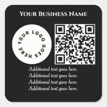 Noir avec code QR ajoutez votre propre texte et lo