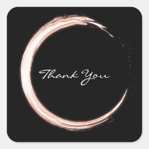 Sticker Carré Noir Blanc Merci Monogramme Rose Minimalisme
