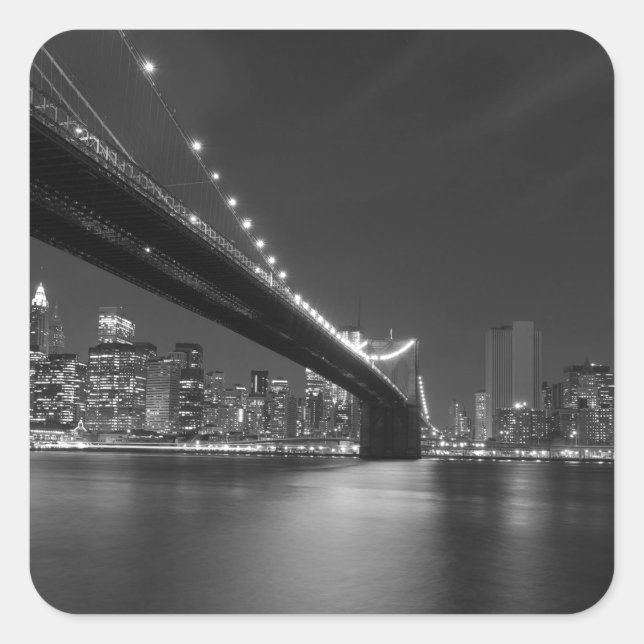 Sticker Carré Noir blanc New York City Skyline (Devant)