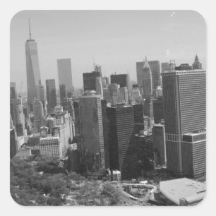 Sticker Carré Noir blanc New York City Skyline