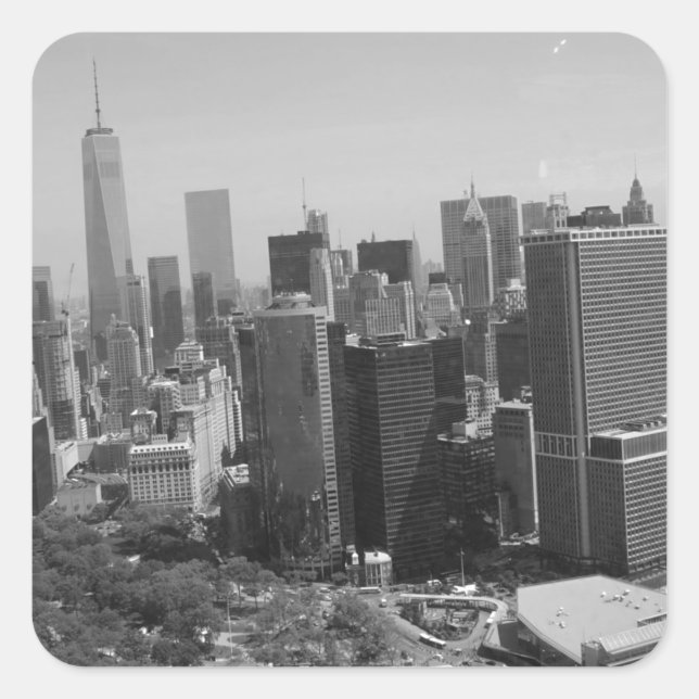 Sticker Carré Noir blanc New York City Skyline (Devant)