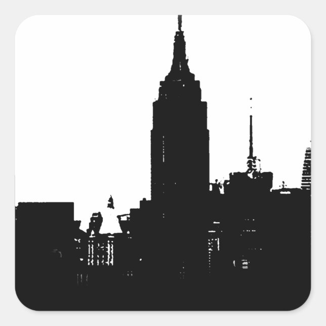 Sticker Carré Noir blanc New York Silhouette (Devant)