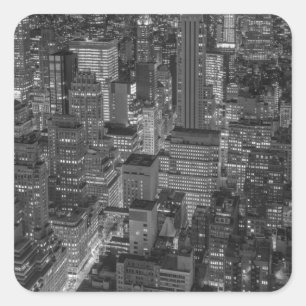 Sticker Carré Noir blanc rouge New York City Skyline