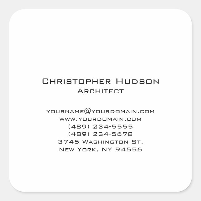Sticker Carré Noir Blanc Simple Plain Architect (Devant)