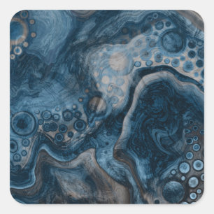 Sticker Carré Noir, Brown, gris et bleu Abstrait moderne