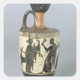 Sticker Carré Noir-chiffre lekythos de grenier
