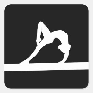 Sticker Carré Noir d'autocollant de silhouette de gymnaste