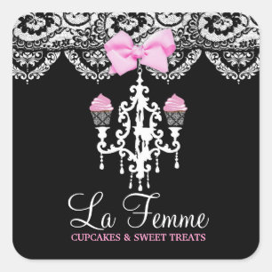 Sticker Carré Noir de 311 de La gâteaux de Femme
