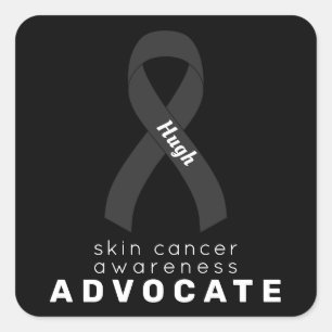 Sticker Carré noir de défense contre le cancer de 