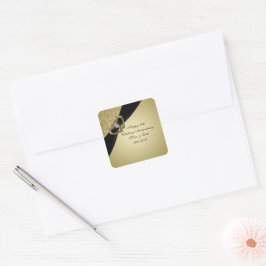 Sticker Carré Noir d'or 50e anniversaire Mariage