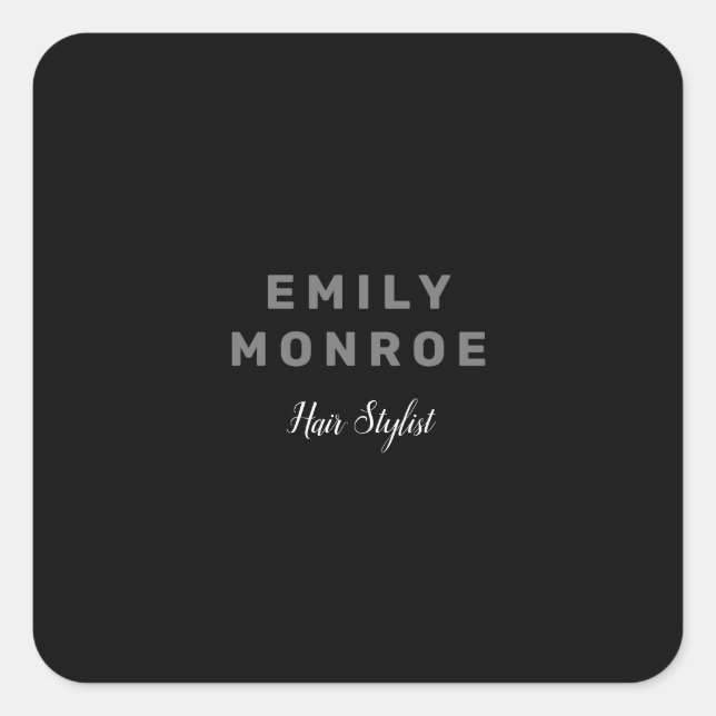 Sticker Carré Noir et blanc clair minimaliste moderne (Devant)