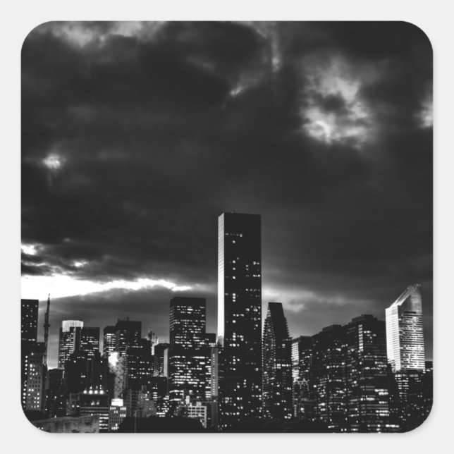 Sticker Carré Noir et blanc New York City (Devant)