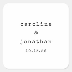 Sticker Carré Noir et blanc rétro Machine à écrire Mariage perso