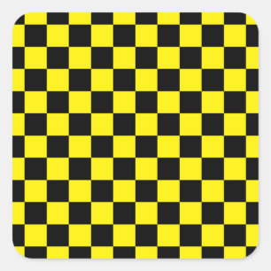 Sticker Carré Noir et jaune Checkered