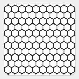 Sticker Carré Noir ligne Honeypeb Bee Hive Motif hexagonal