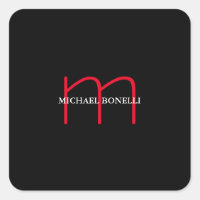 Noir moderne rouge monogramme professionnel