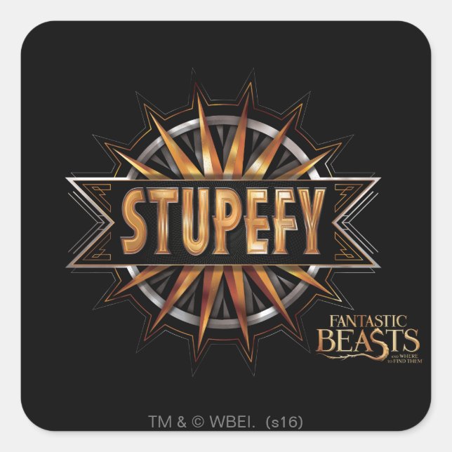 Sticker Carré Noir & Or Stupefy Spell Graphisme (Devant)