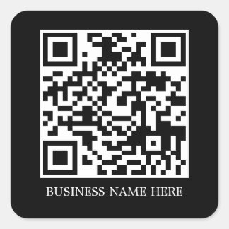 Sticker Carré Noir simple, moderne Code QR Nom commercial