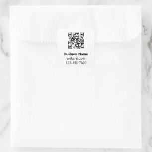 Sticker Carré Nom commercial Black White Phone Website QR Code