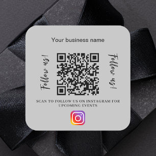 Sticker Carré Nom commercial gris qr code instagram