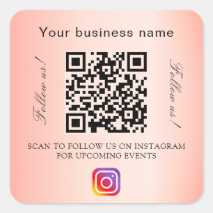 Sticker Carré Nom commercial orange qr code instagram