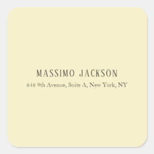 Sticker Carré Nom d'adresse minimaliste personnalisé perle dorée