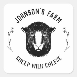 Sticker Carré Nom de la ferme   Wreath   Fromage au lait de mout