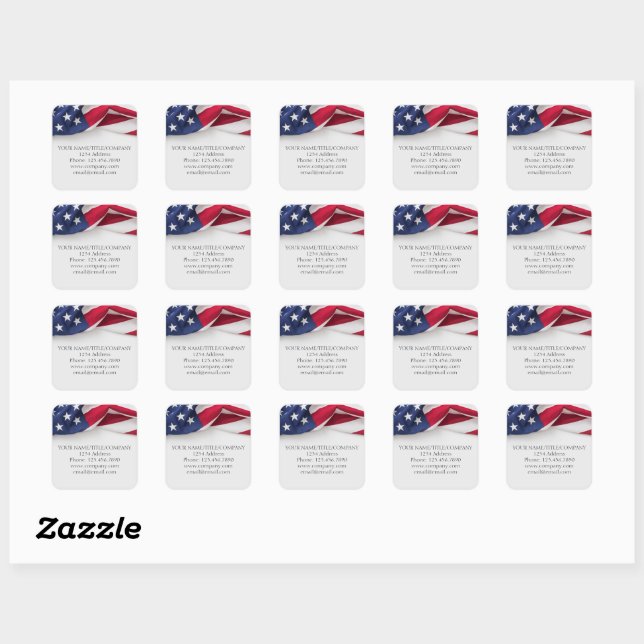 Sticker Carré Nom de l'entreprise American Flag (Feuille)
