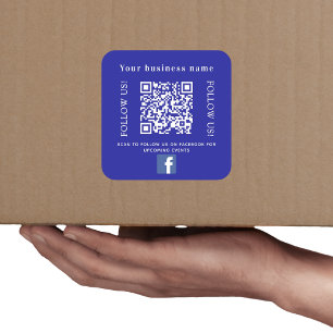 Sticker Carré Nom de l'entreprise code qr bleu foncé Facebook
