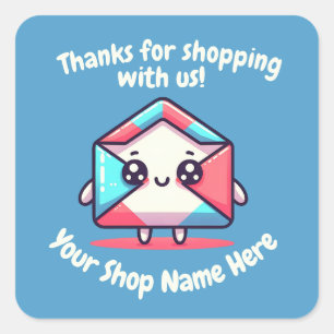 Sticker Carré Nom de petite entreprise personnalisé Merci de mes