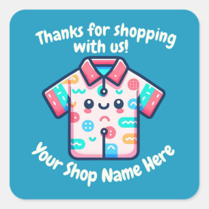 Sticker Carré Nom de petite entreprise personnalisé Vendeur de P