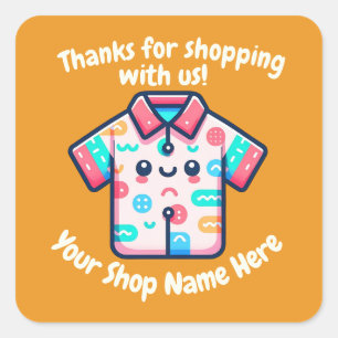 Sticker Carré Nom de petite entreprise personnalisé Vendeur de P