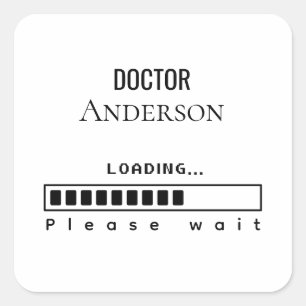 Sticker Carré Nom du docteur en chargement — Conception de remis