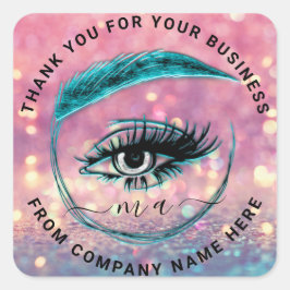 Sticker Carré Nom du logo EyelashMerci Parties scintillant Holog