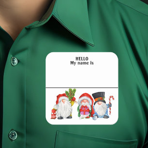 Sticker Carré Nom du parti Balise Noël Gnome Fête